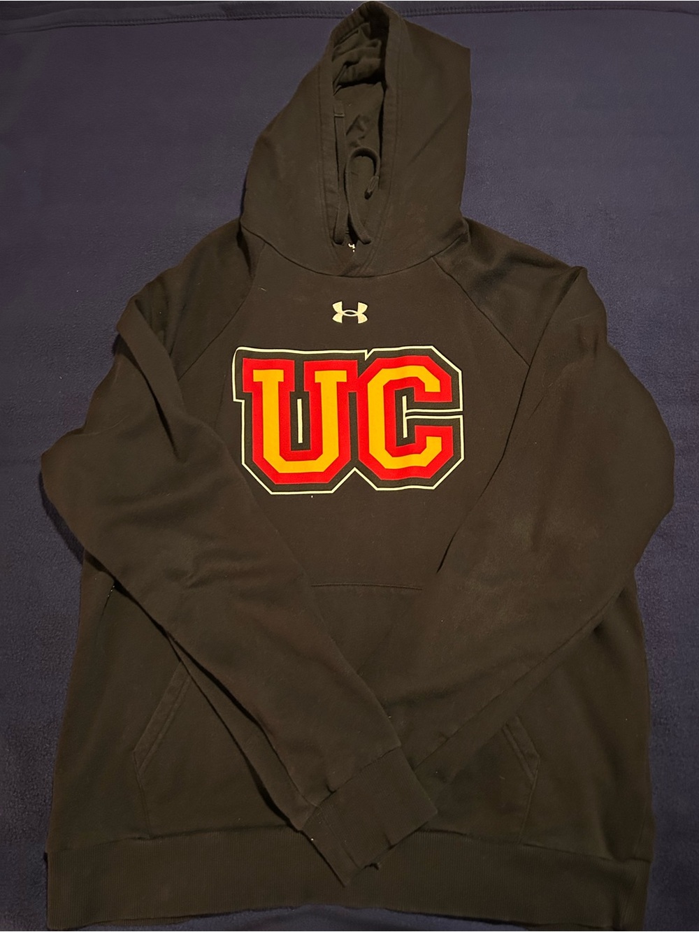 Under Armour Men's Black Hoodie with Red Ursinus College Logo